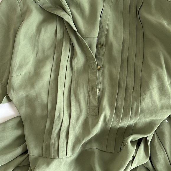 NWOT Nanette Lepore Short Sleeve Modest Knee Length Belted Green Shirt Dress - Picture 8 of 9